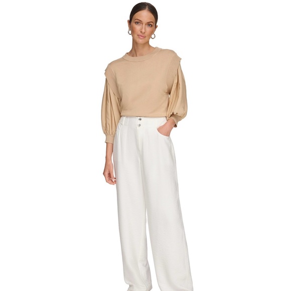 DKNY High Waisted Crinkle Texture Pants NEW - Picture 1 of 9